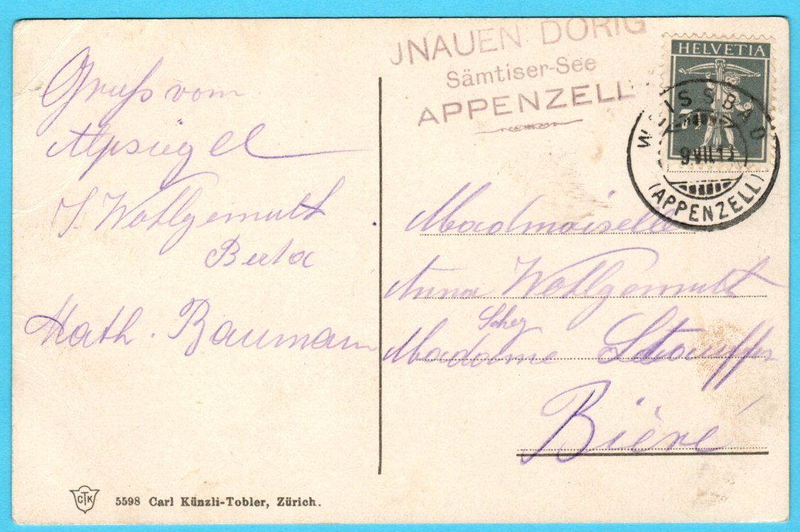 Cartoline postali: Alpsteingebiet 1913 koloriert – Usato da Zürich venduto da Sion2006 1