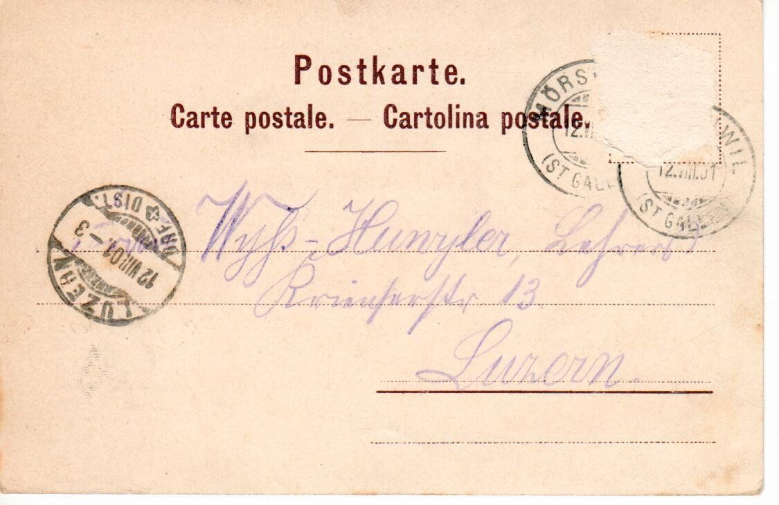 Cartoline postali: Gruss aus Mörschwil 1901 – Usato da Wolhusen venduto da Curver9 1