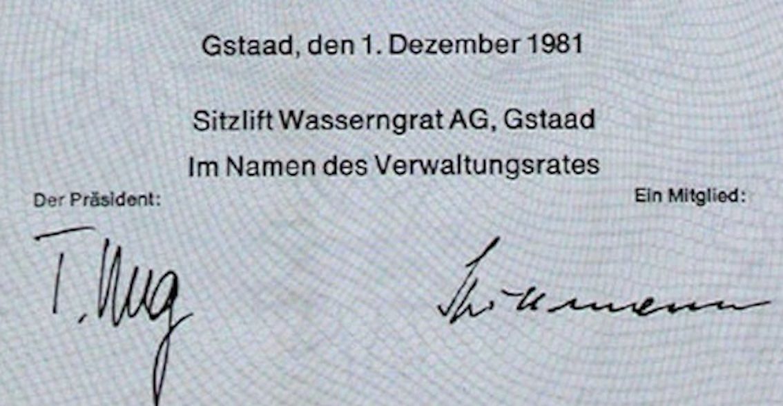 Dokumente: Sitzlift Wasserngrat Gstaad, Gstaad - 1981 – Gebraucht aus Solothurn von Sgasche 1