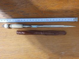 Messer Werkzeug Brieföffner Antik Vintage Leder Rarität