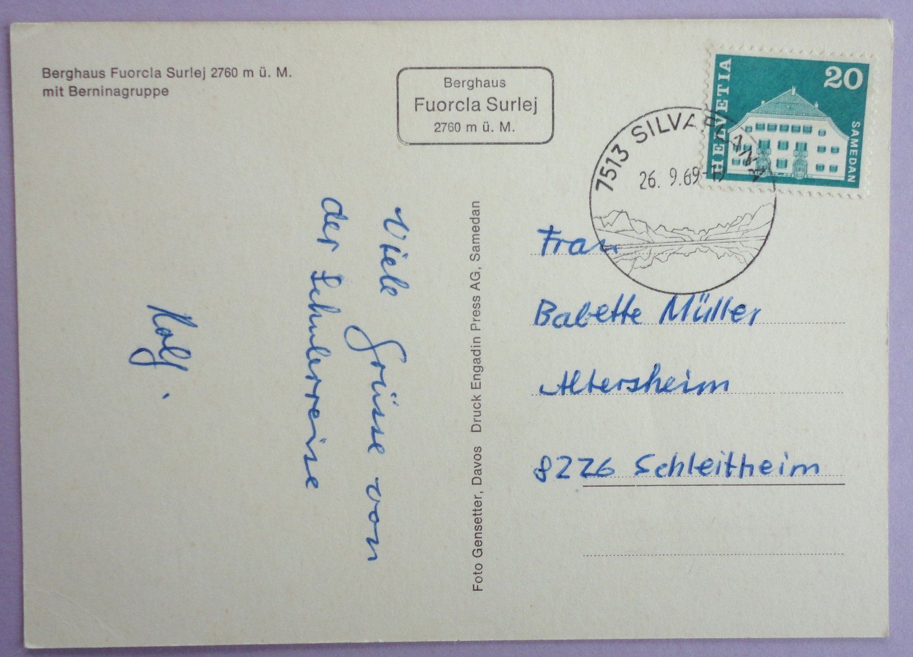 Cartoline postali: Berghaus Fuorcla Surlej 2760 m ü.M. – Usato da Fétigny venduto da Billy2miny 1