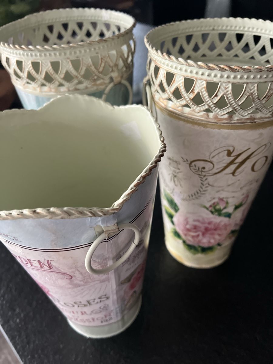 Vasi & Recipienti: 3er Set Deko Eimer Blumenmuster Landhaus Stil Shabby Chic – Nuovo (secondo la descrizione) da Rorschach venduto da lvi_p29s 8