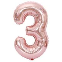 40" XL Metallic Zahlenballon Rose 3 - KOSTENLOSER VERSAND