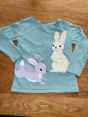 Frühlings-Langarmshirt mit süssen Hasen, Gr. 98/104