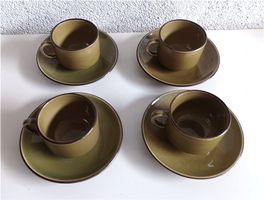 RÖSSLER 4 Olivgrün Tassen mit Untertasse -D95