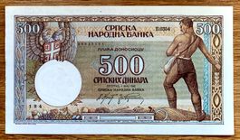 500 Dinar Jugoslawien 1942 Selten!!!