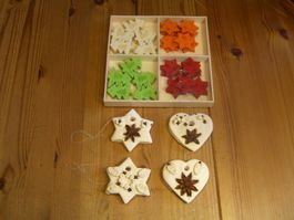 Weihnachtsdeko! 4 Salzteig Anhänger+40 Herzen/Tannen a.Filz
