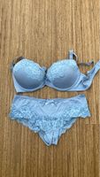Damen BH und Slip Set hellblau Spitze Grösse 80B/36