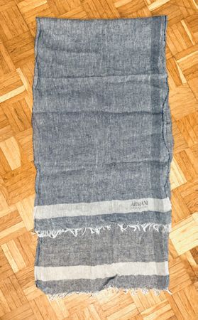 Armani Collezione Leinen Schal Top Zustand blau grau