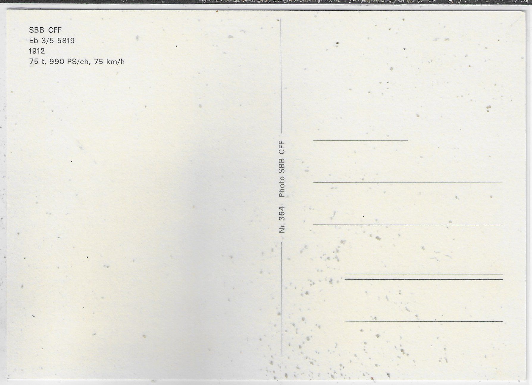 Cartoline postali: SBB - Eb 3/5 5819 1912 - Dampflok – Usato da Ettingen venduto da Kartenplanet 1