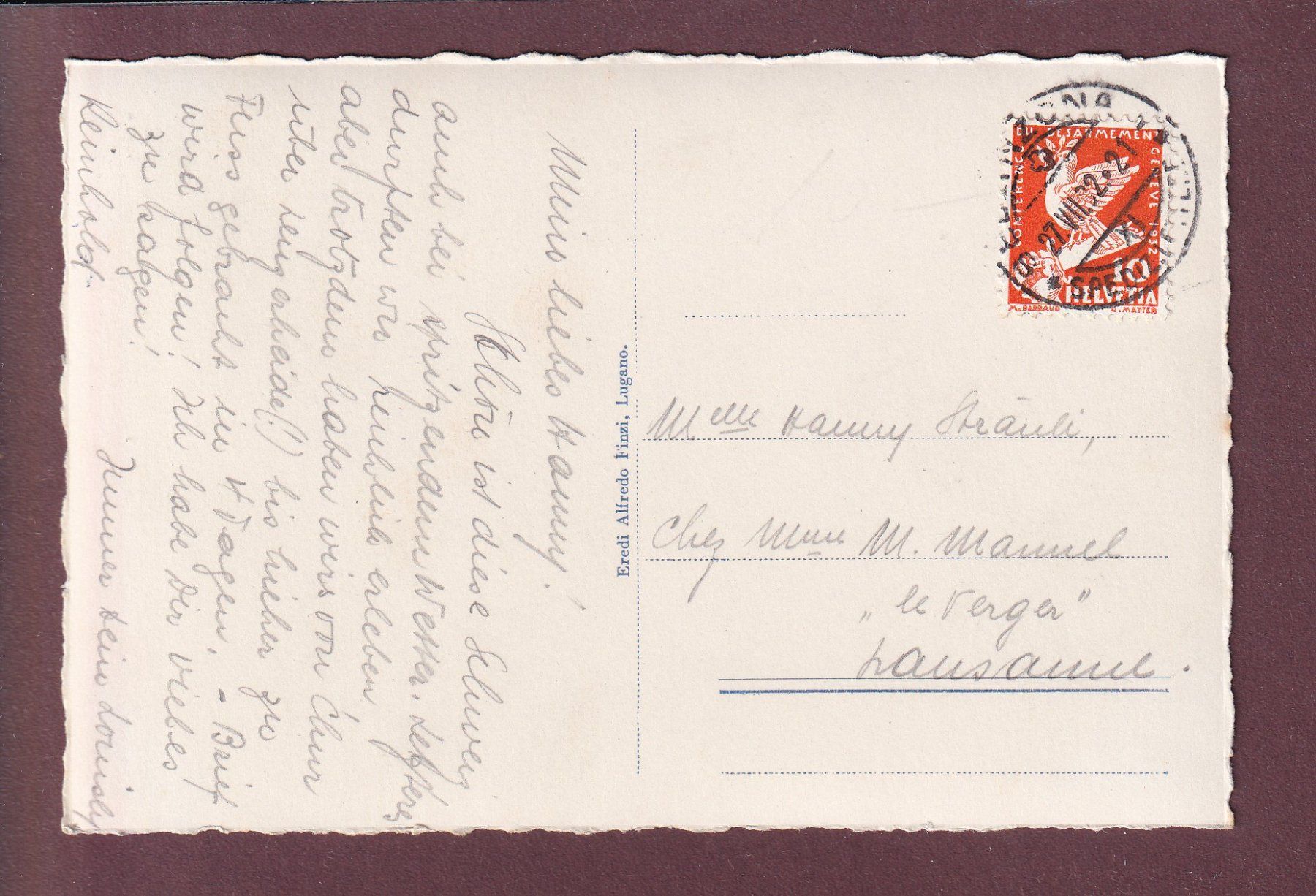 Cartoline postali: BELLINZONA - Stazione - 1932 – Usato da Pully venduto da nicecards 1
