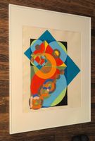 Abstract Art Print Geometric Framed Used Condition