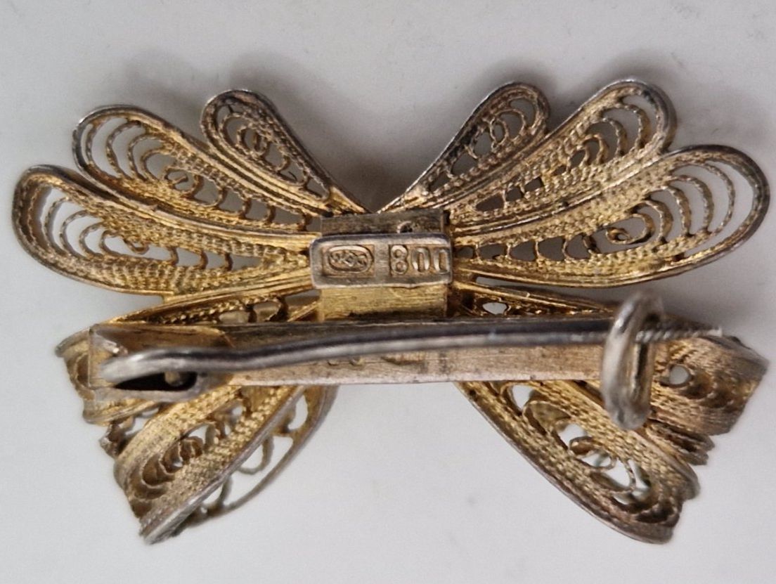 Broche Ancienne Noeud Argent 800 Marcassites - Occasion