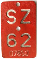 Velonummer Schwyz 1962 SZ 62