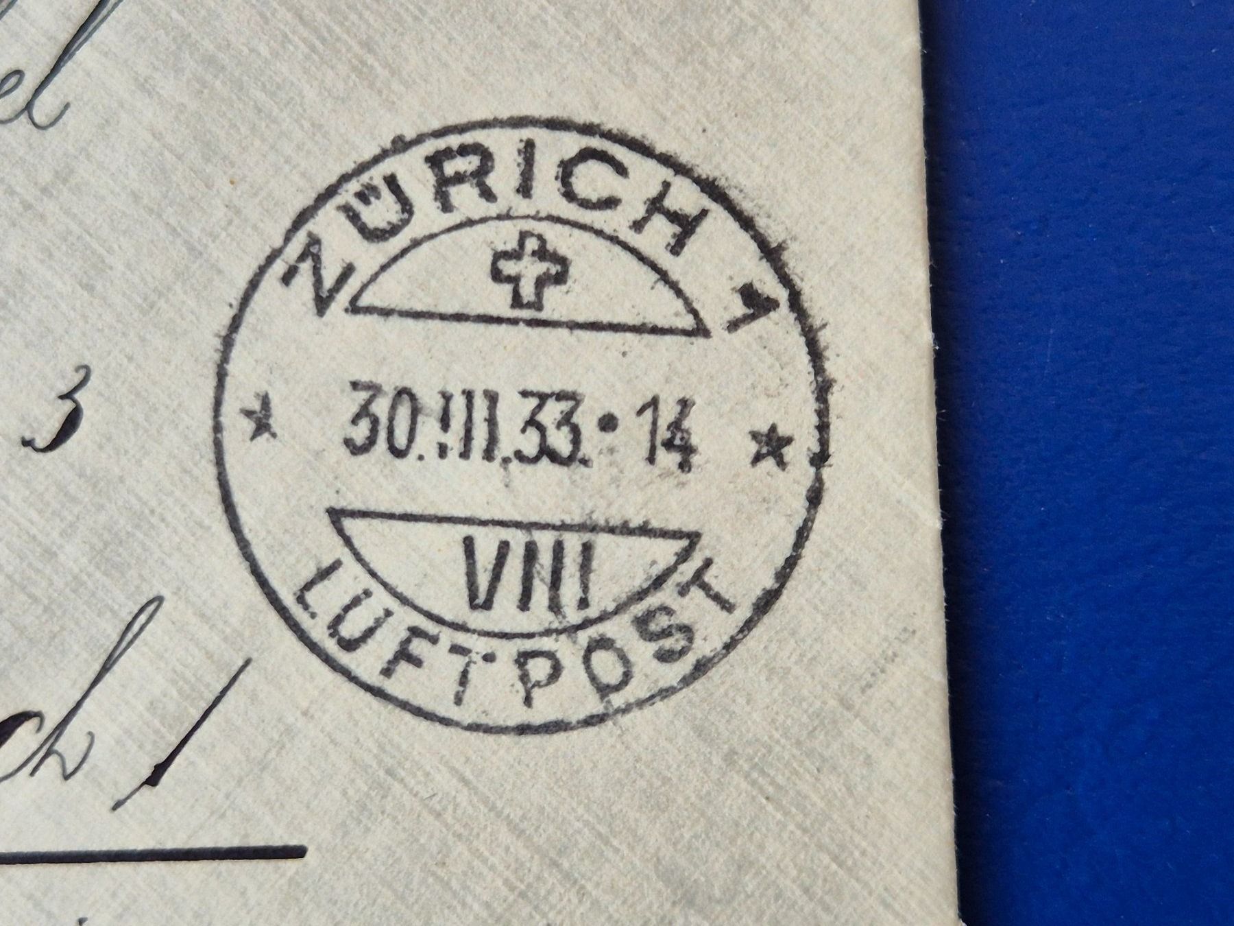 Tutti i francobolli: Luftpostbrief Genf - Zürich 30.III.33 – Usato da Seewen SZ venduto da SuperpumaDisplayTeam 3
