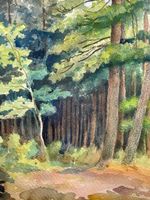 🟢   Aquarell Waldlandschaft von 1940