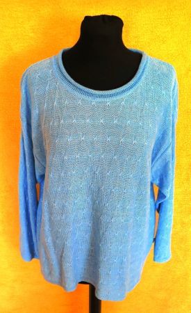 Pullover im Himmelblau Leinen/Baumwolle