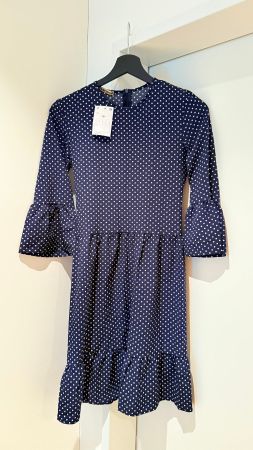 Shönes Kleid in Polka-Dots in Blau Grösse M NEU