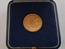 Goldmuenze Helvetia 20 Franken 1935 guter Zustand