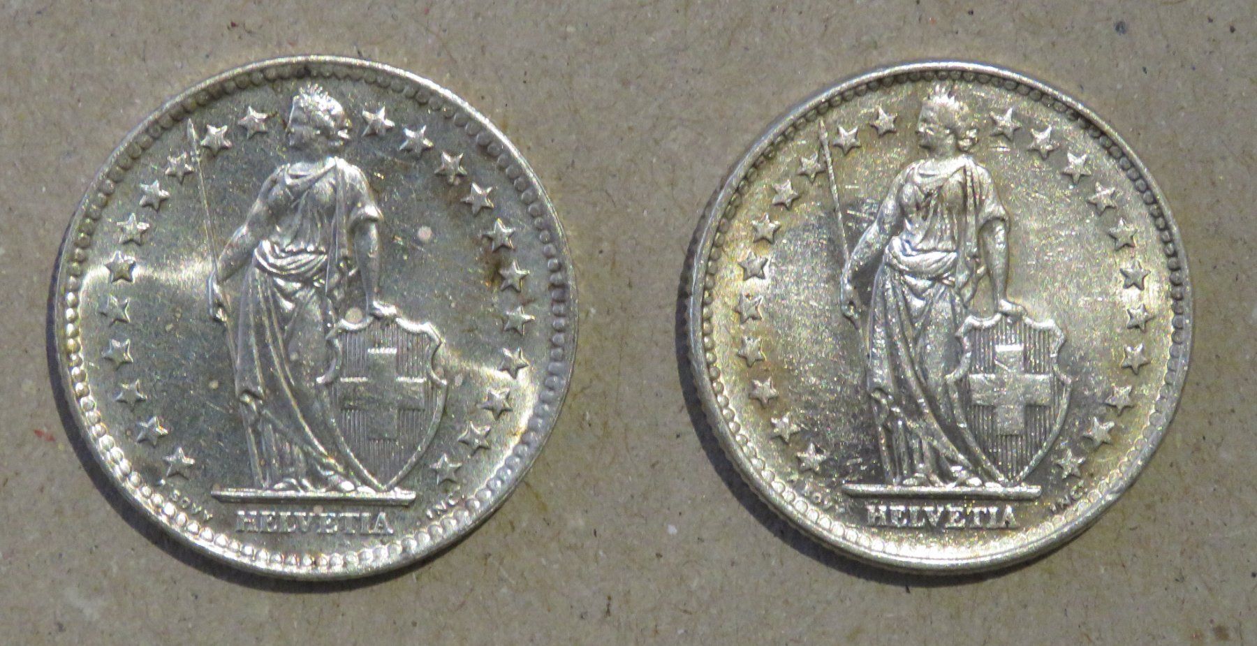Alle Münzen: 2 x Fr. 2.- 1961 und 1965 Silber – Gebraucht aus Kreuzlingen von Koi4 1