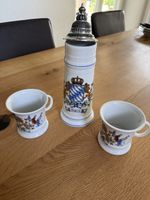 Bierkrug und zwei Tassen Bayern Motiv