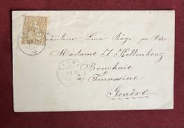 Briefumschlag von Bauma nach Genf 9.5.1876 