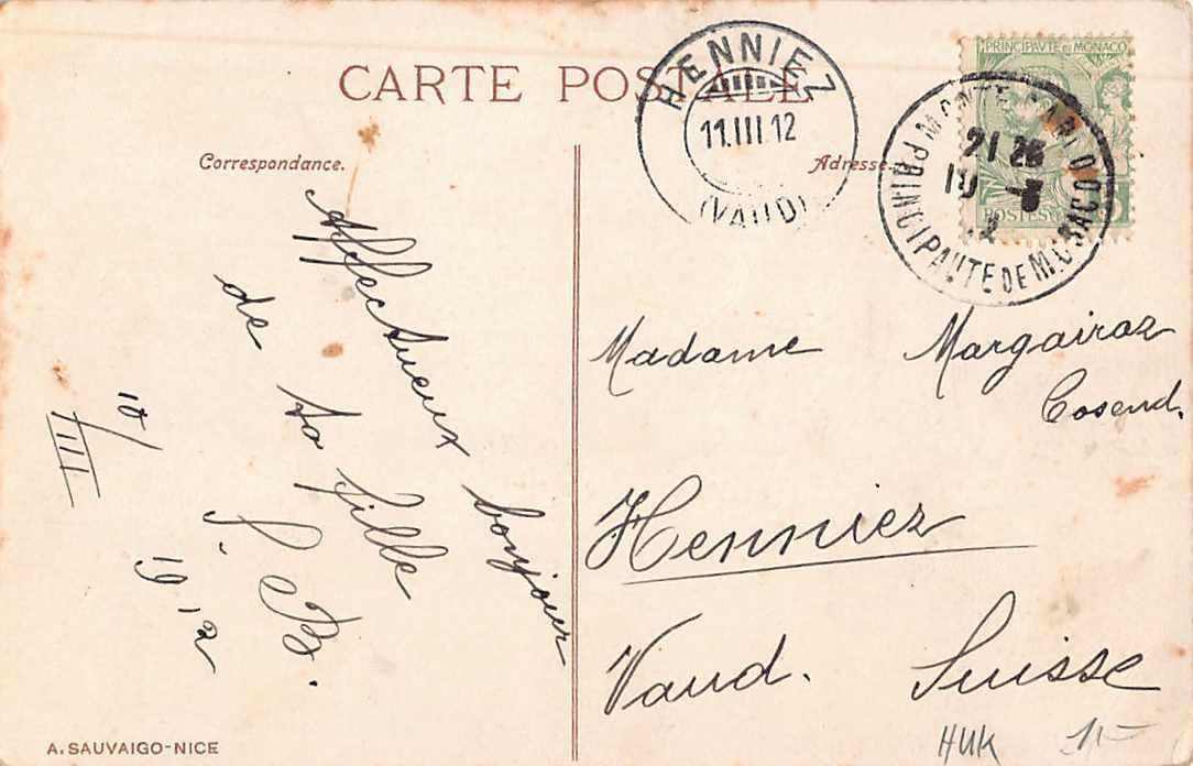 Cartoline postali: EXOTISCHE Ansichtskarten 2x MONTE CARLO MONACO 1912 – Usato da Lufingen venduto da TopAnsichtskarten 1