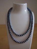 2-Set Blaues Perlencollier (40 cm) & Perlenkette (80 cm)