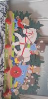 Holz Wandbild Bärlis mit Ross und Wagen, Kinderzimmer Deko