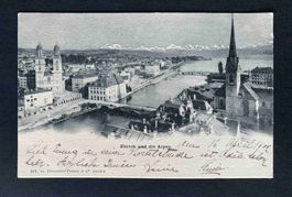 AK Zürich und die Alpen