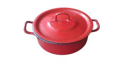 Puppenstube Topf Emaille rot antik