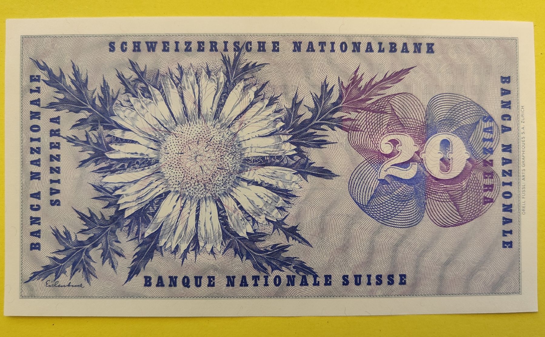 Banknoten: 20 Franken Note 1973 Bankfrisch – Neu (gemäss Beschreibung) aus chur von Hmars 1