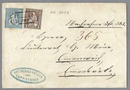 BRIEF 1866, ZWEILINIGE 0 LUZERN, o J. (AW 3903) RR AUF S.H.