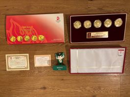 Olympiade 2008 Gold Medaillen Set Peking Beijing Maskottchen