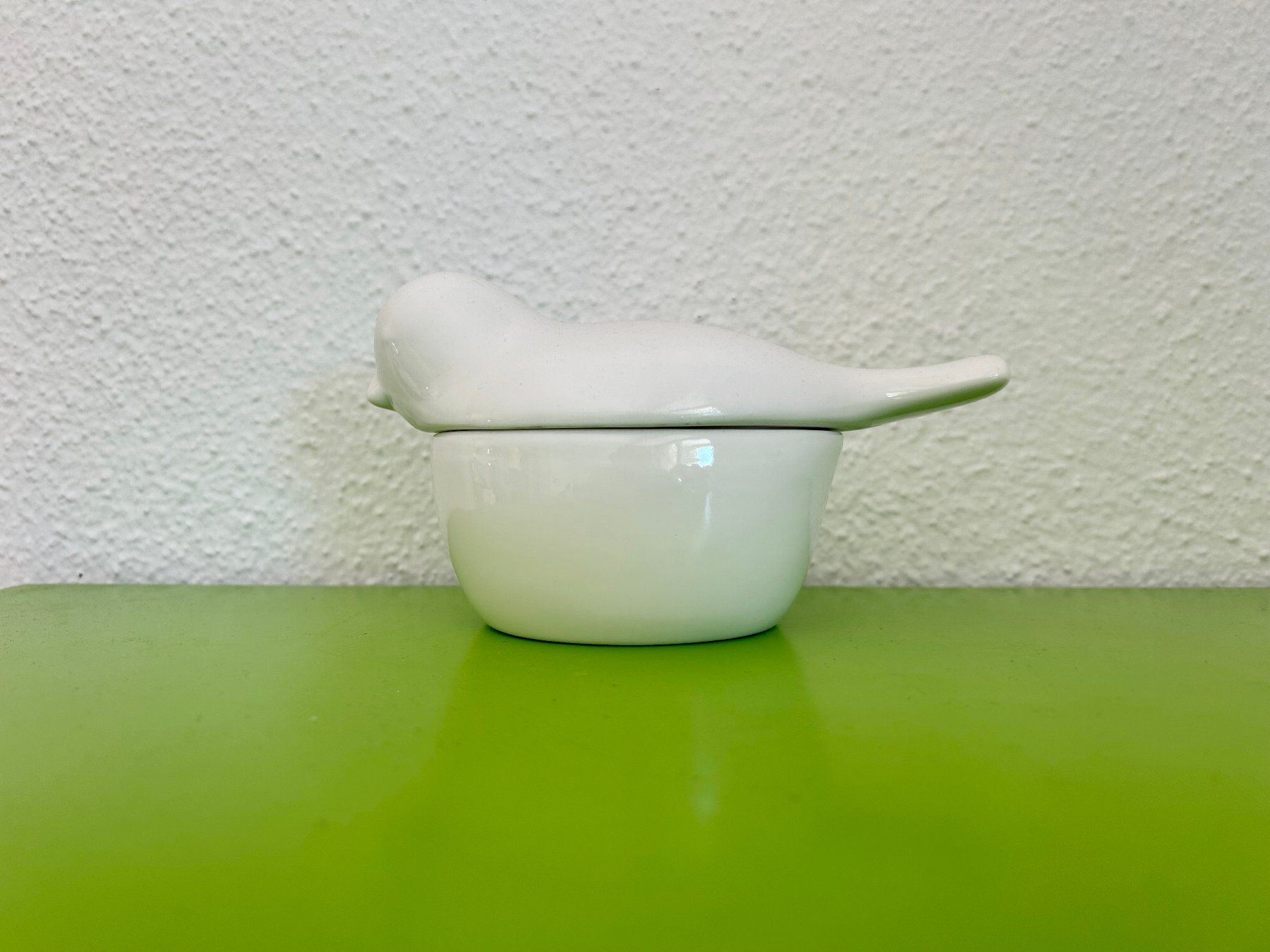 Zuccheriere: Weiße Keramik Vogel Deckeldose – Usato da Dietlikon venduto da Mankai 1