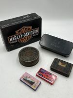 Blechdosen Sammlung Harley Davidson Pfaff Clio Läckerli-Huus