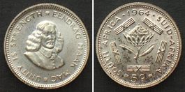 SÜDAFRIKA 5 Cents 1964 Silber Proof PP