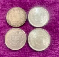 ✅ 4 Stück alte 5 SFR Münzen 1939 - 1969