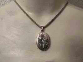 XL Amulett Medaillon oval  ziseliert -  925 Sterling Silver