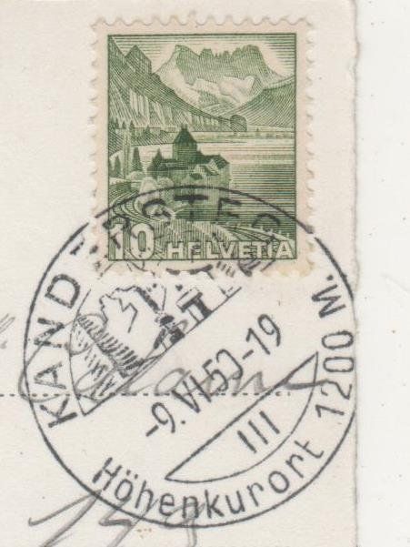 Cartoline postali: Ansichtskarte Sesselbahn Kandersteg-Oeschinen 1950 – Usato da Remetschwil venduto da Hofiii 2