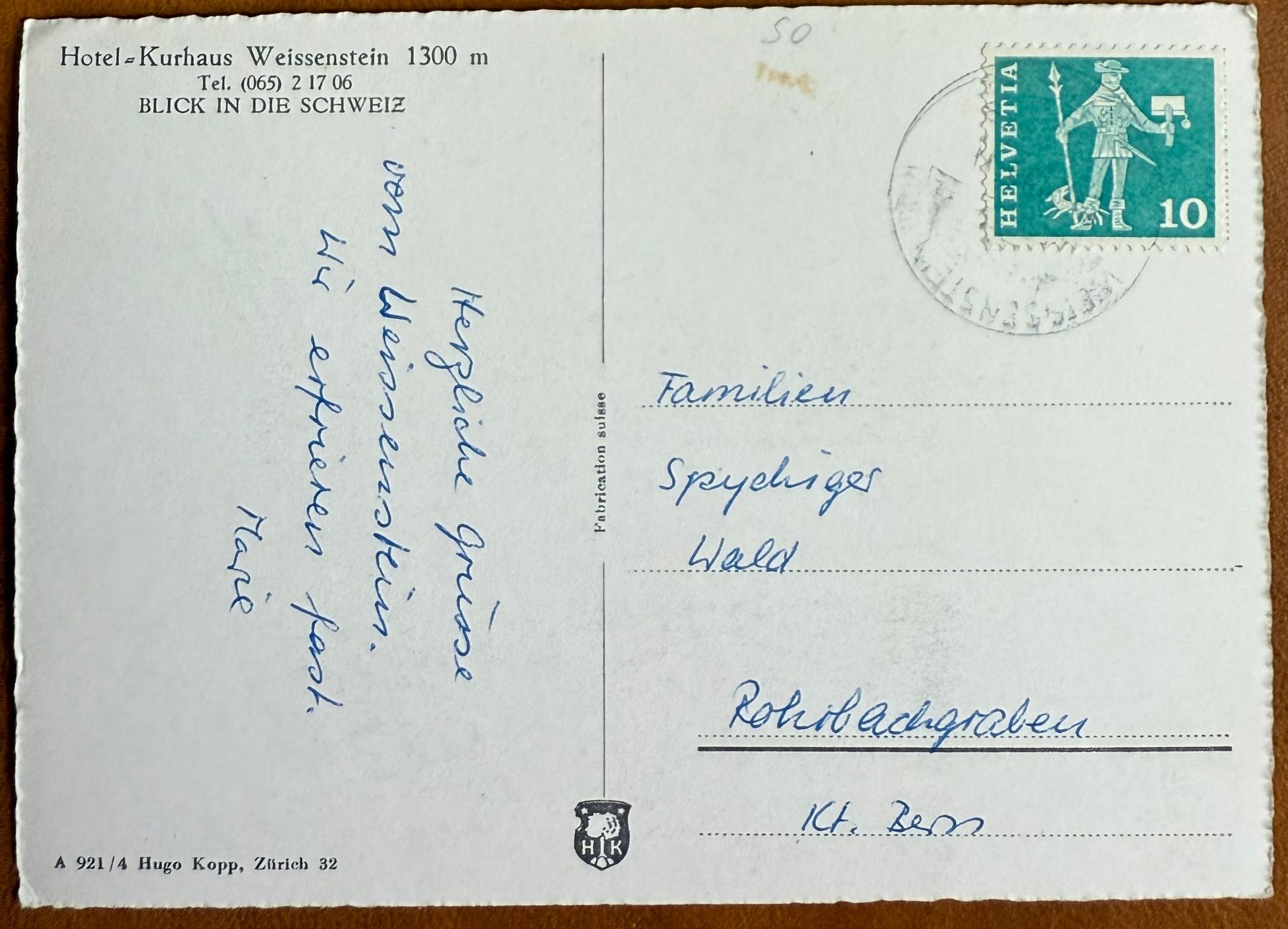 Ansichtskarten: AK: Weissenstein - Hôtel Kurhaus  - Panorama – Gebraucht aus Lutry von Ediego 1
