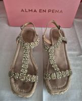 Alma en Pena Sandalen, Keilabsatz, Gr. 35, Beige, Neuwertig