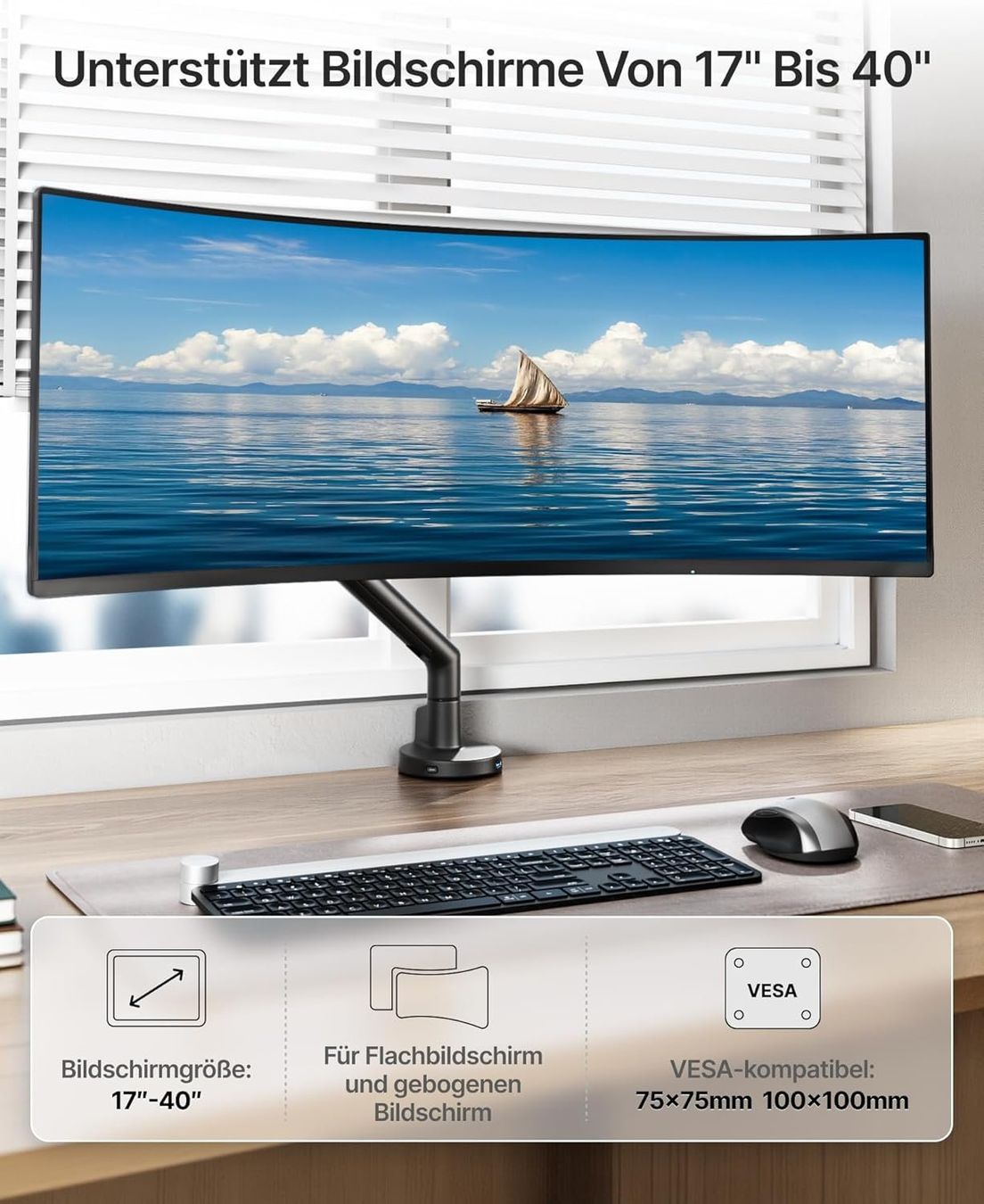 Staffa per monitor: Monitor Halterung Gasfeder 17-40 Zoll USB – Nuovo e nell'imballaggio originale da Suhr venduto da SchnapperCH 2