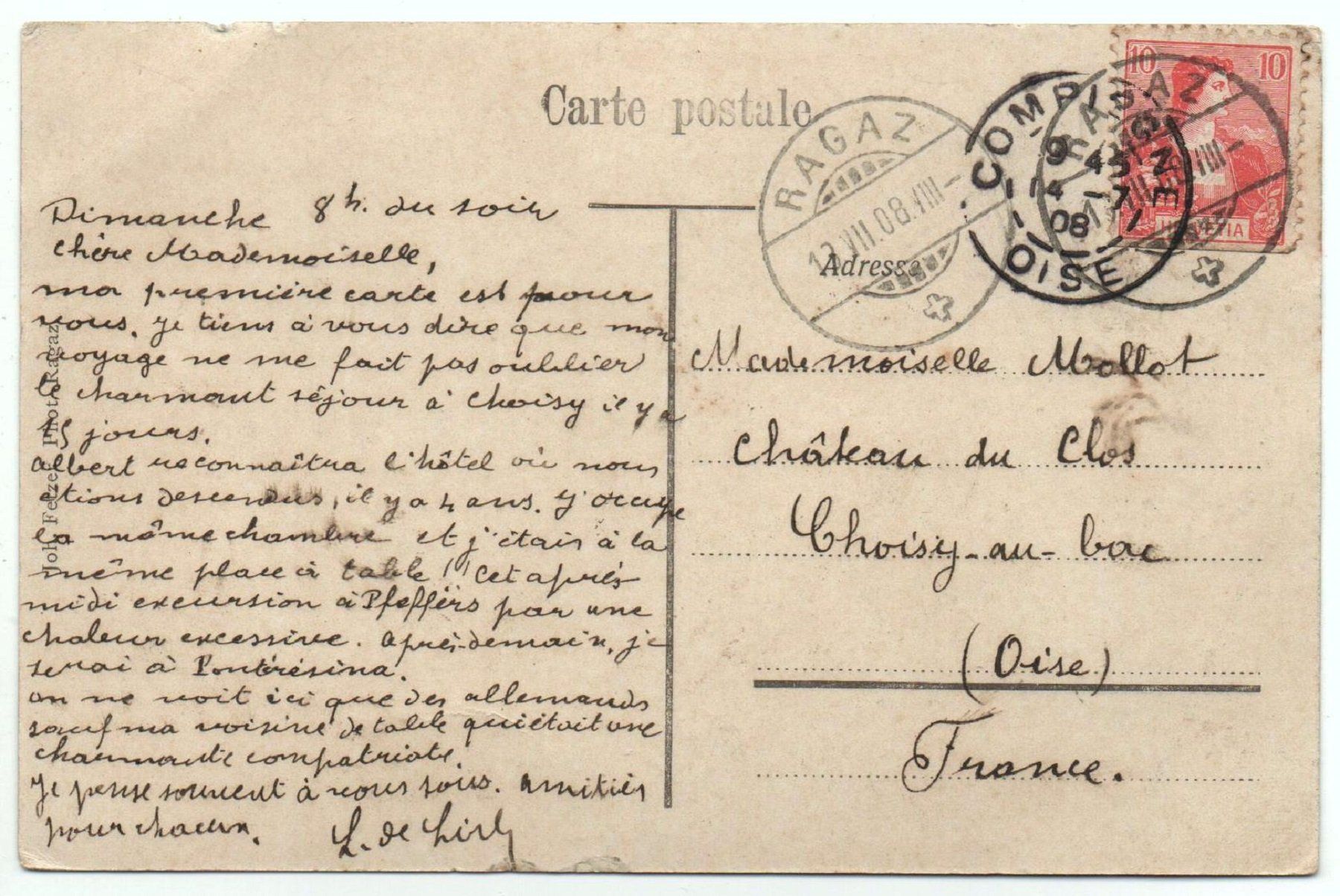Cartoline postali: RAGAZ Hôtel Metropole - Pferde-Kutsche – Usato da Jona venduto da philajona 1