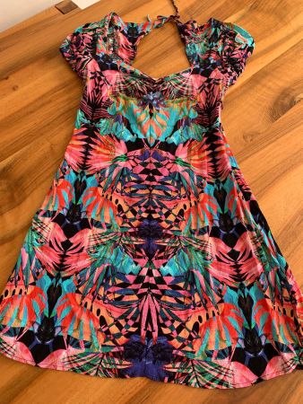 DESIGUAL kunterbuntes farbenfrohes Kleid schöner Rücken S