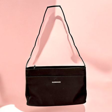 Sac à bandoulière HELIX en tissu marron et métal chromé