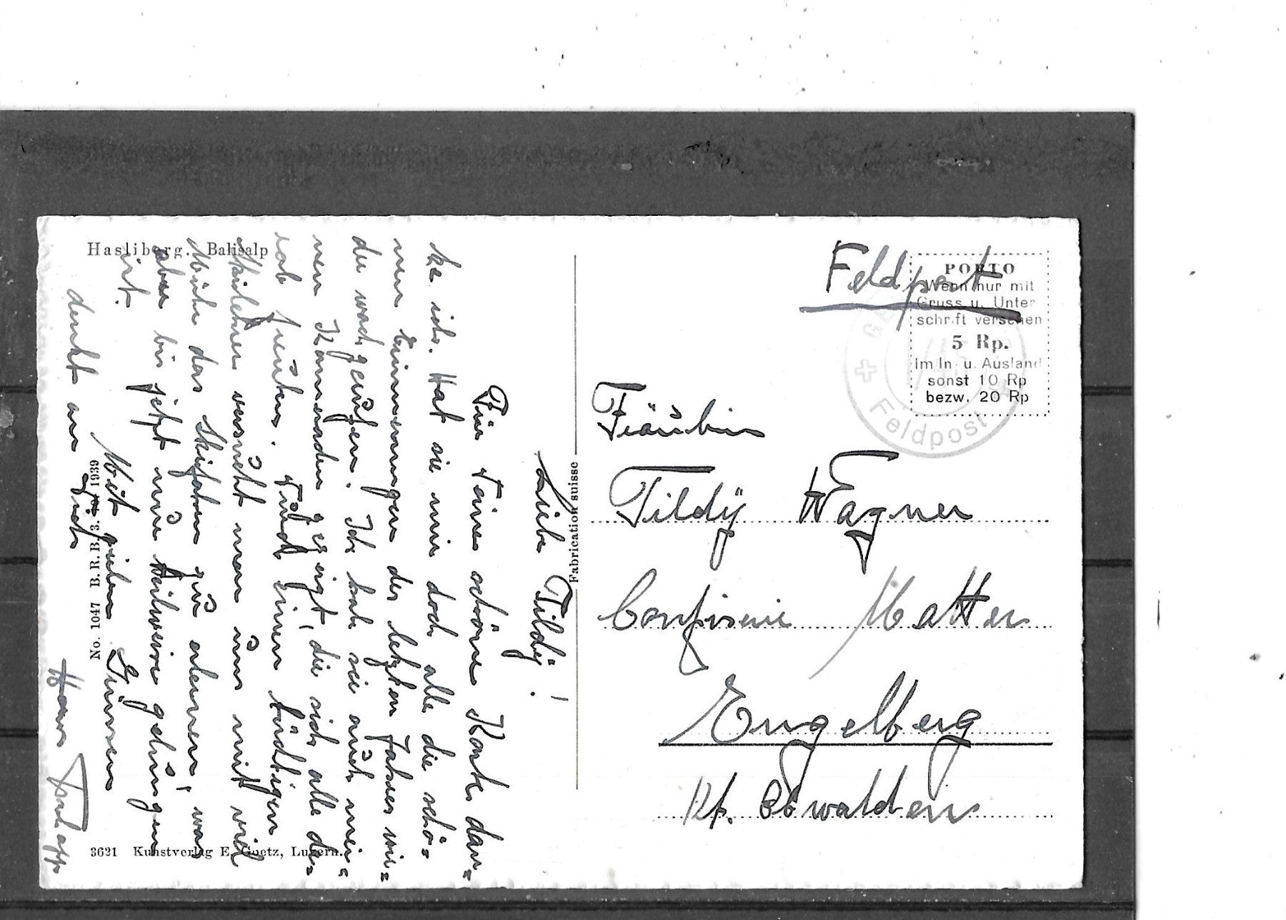 Cartoline postali: BE Hasliberg Balisalp – Usato da Schocherswil venduto da Wilare 1