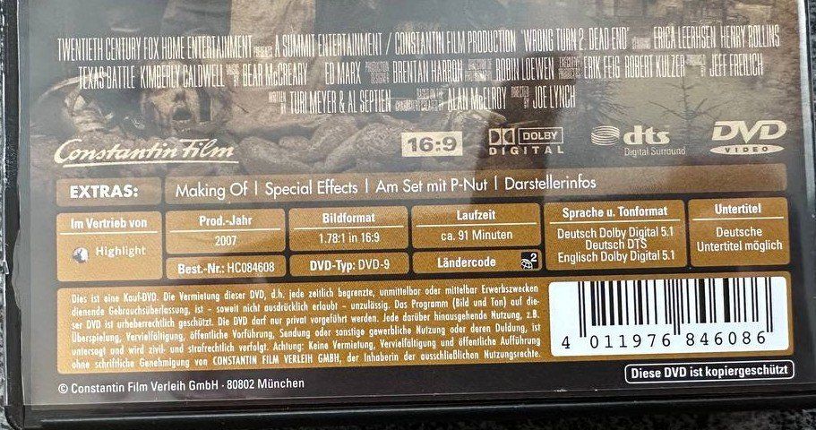 Tutti i DVDs: Wrong Turn 2 Dead End DVD Horrorfilm – Usato da Beringen venduto da Mantafisch1 2