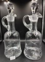 Paar antike Glaskaraffen / Essig- Ölflaschen mit Glasstopfen