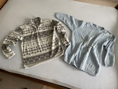 Übergang Pullover im Set, hellblau und gemustert! 100%Baumwo